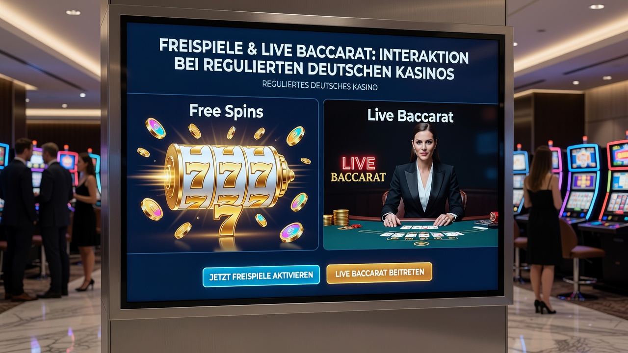 Darstellung von Live-Baccarat-Tischen mit integrierten Freispiel-Elementen